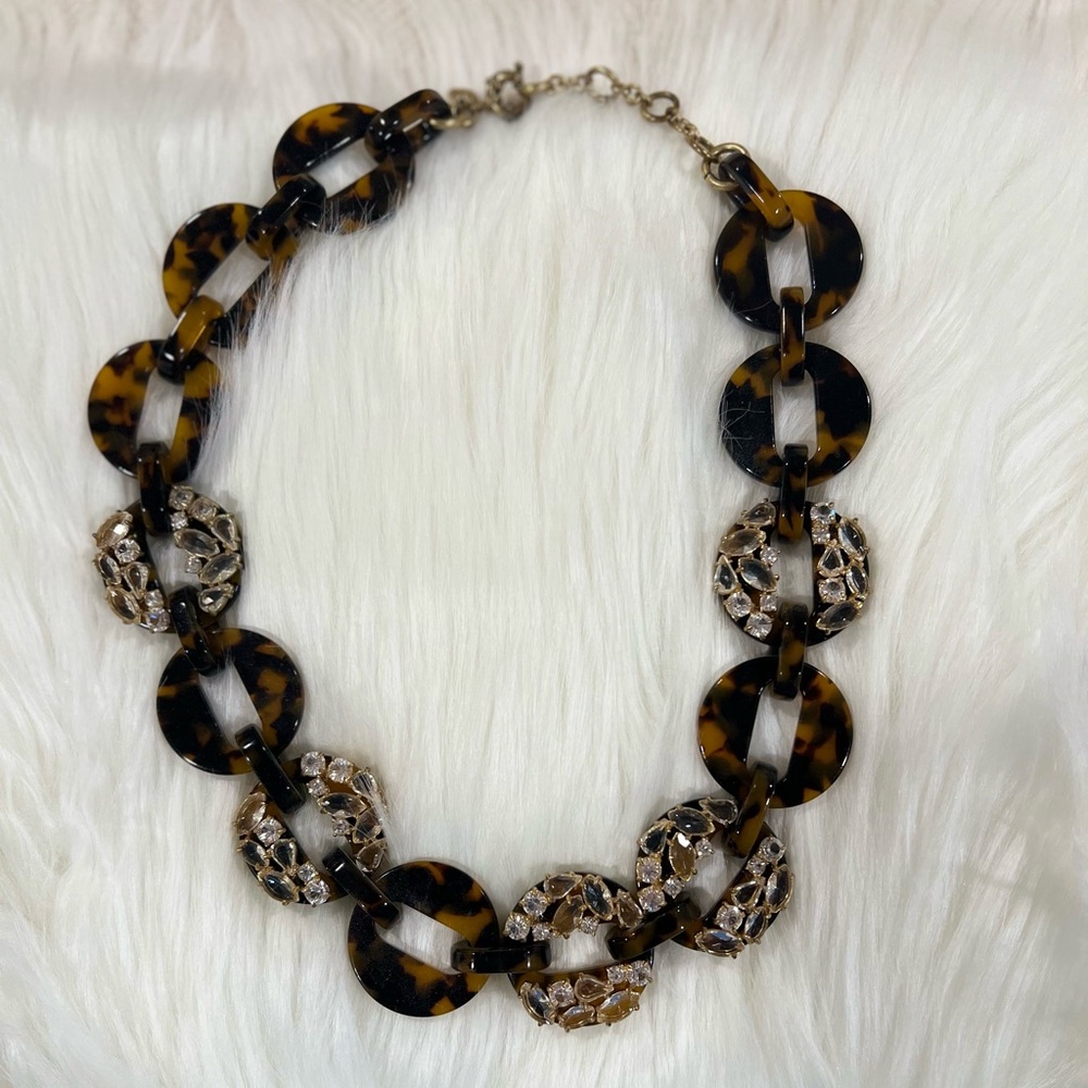 J Crew Tortoiseshell and Gold Statement Necklace
